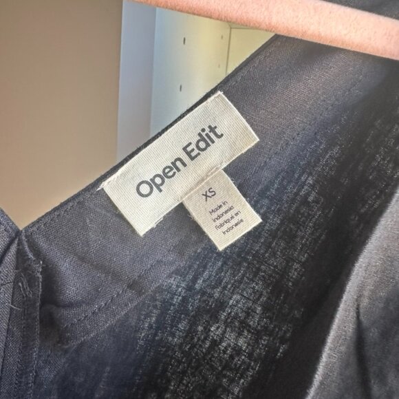 Open Edit Linen Black Romper - Picture 3 of 4